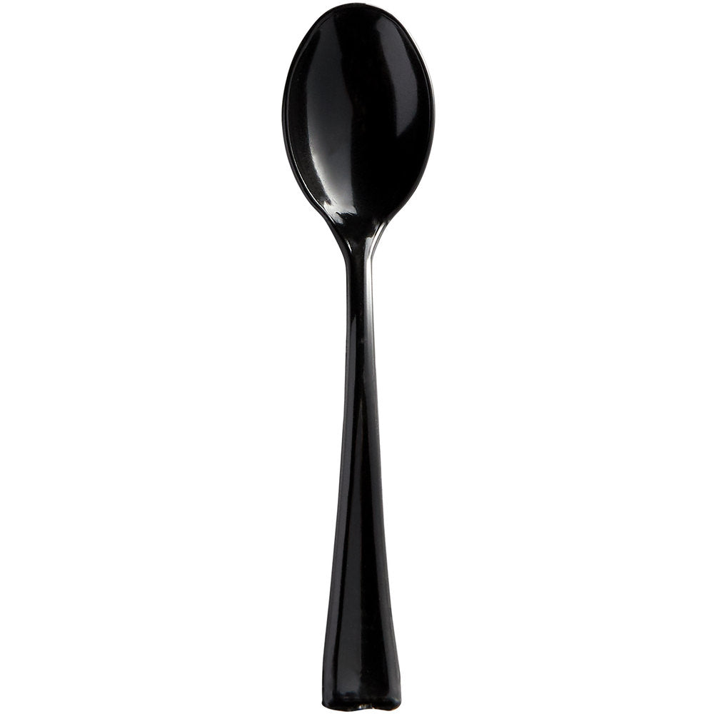 50 Black Heavyweight 4" Plastic Taster Spoons