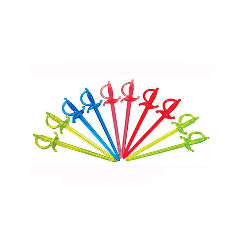 Assorted Neon Plastic Sword 3" Cocktail/Appetizer Picks (1000 ct box)