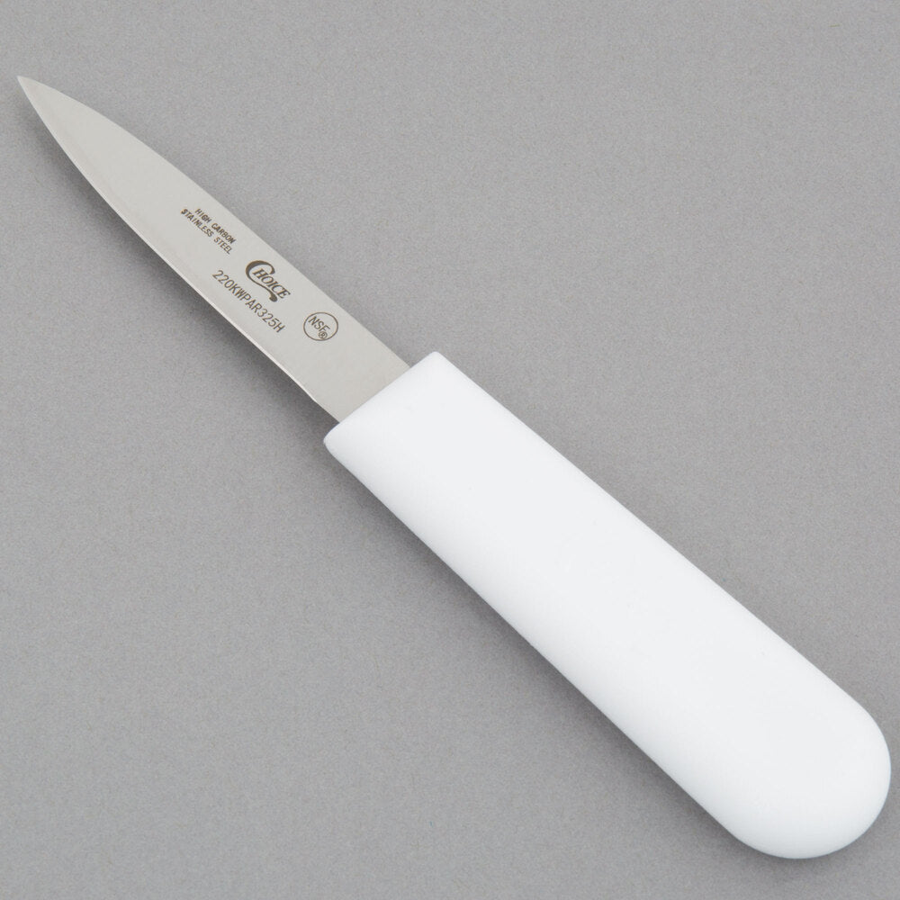 3-1/4" Smooth Edge Paring Knife with White Handle