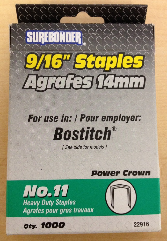 Surebonder 9/16" #11 Power Crown Heavy Duty Staples (1000 ct)