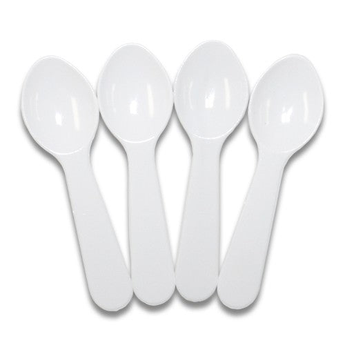 25 3" White Plastic Taster Spoons