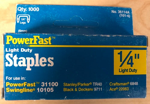 Powerfast 1/4" Light Duty Staples 36114 (1000 Count Box)