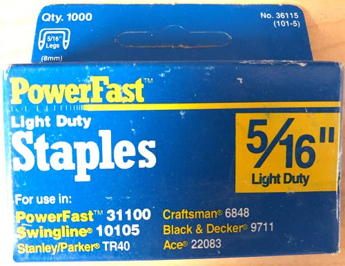 Powerfast 5/16" Light Duty Staples 36115 (1000 Count Box)