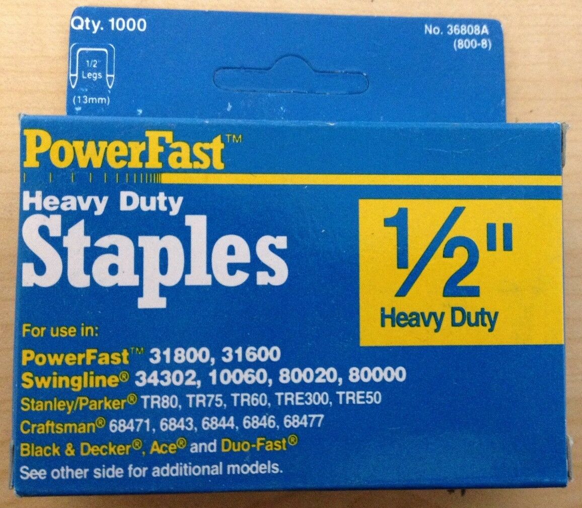 Powerfast 1/2" Heavy Duty Staples 36808 (1000 Count Box)