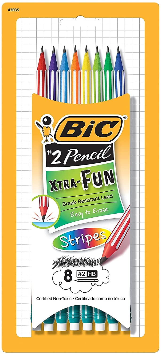 Bic #2 Pencil X-tra Fun Stripes 8-Pack