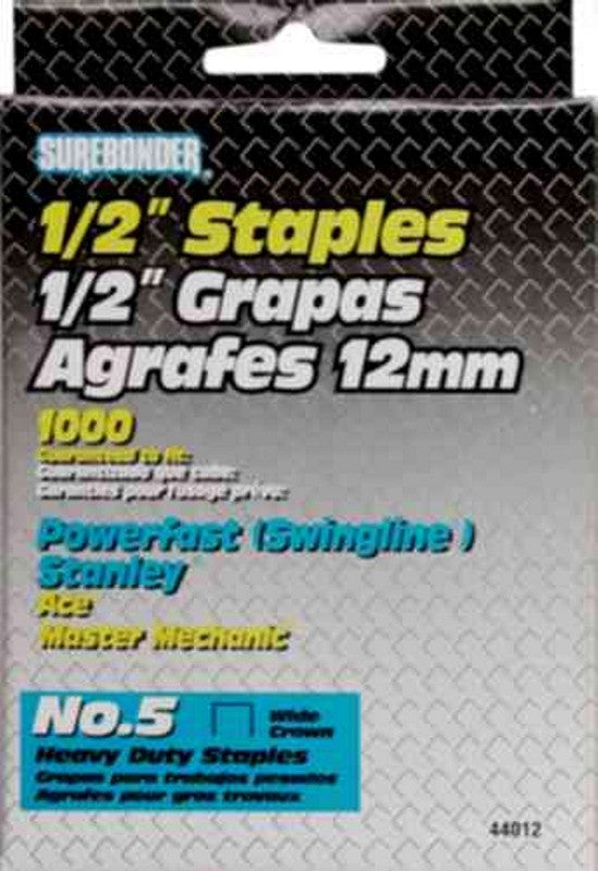 Surebonder 1/2" #5 Heavy Duty Staples (Wide Crown) (1000 ct)