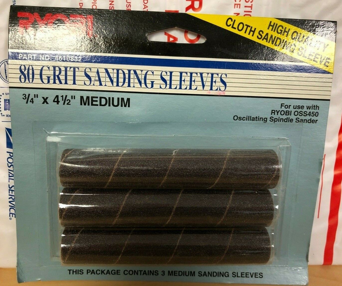 Ryobi OSS450 Oscillating Spindle 80 Grit Sanding Sleeves - 3/4" x 4.5" Medium