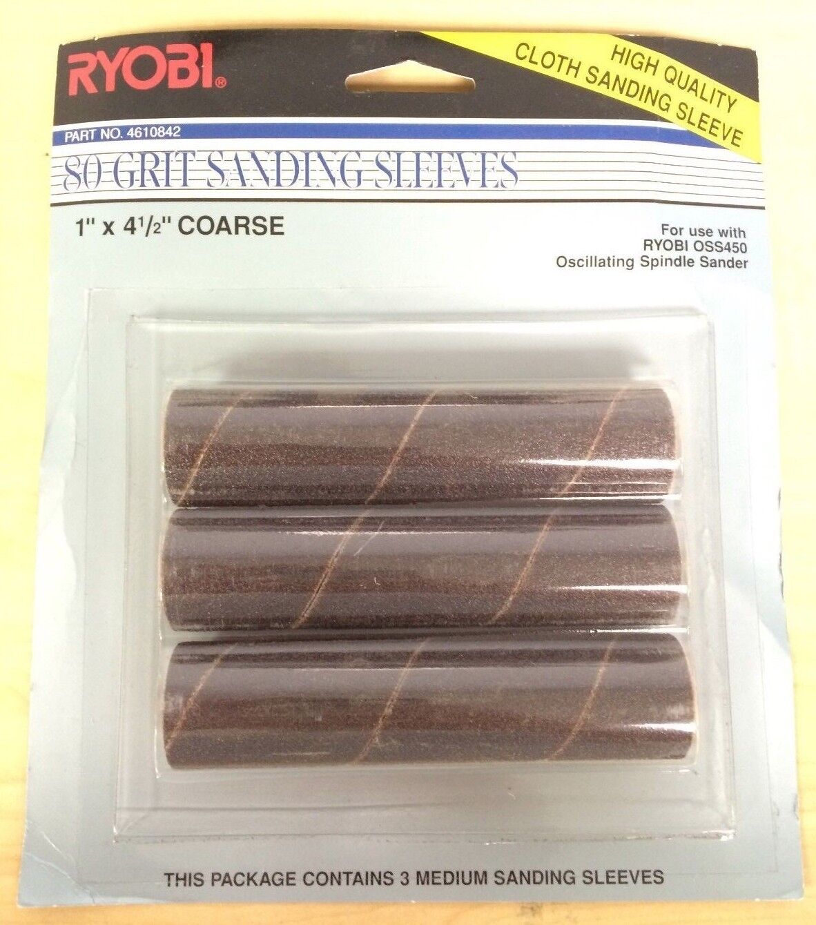 Ryobi OSS450 Oscillating Spindle 80 Grit Sanding Sleeves - 1" x 4.5" Medium