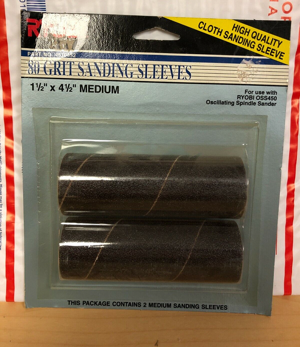 Ryobi OSS450 Oscillating Spindle 80 Grit Sanding Sleeves - 1.5" x 4.5" Medium