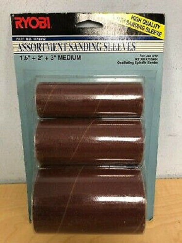 Ryobi OSS450 Oscillating Spindle 80 Grit Medium Sanding Sleeves 3 Pk Assortment