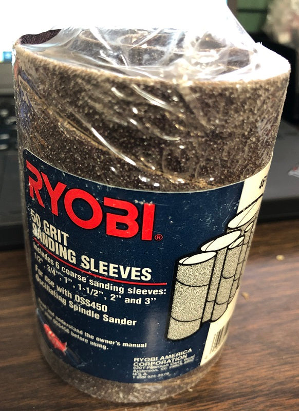 Ryobi 50 Grit Sanding Sleeves (6 Coarse: 1/2"-3/4"-1"-1.5"-2"-3")