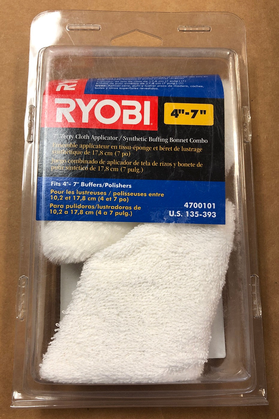 7" Terry Cloth Applicator/Synthetic Buffing Bonnet Combo