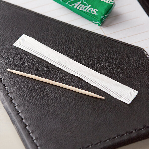 1000 Ct 2 1/2" Eco-Friendly Paper Wrapped Round Toothpicks in Dispenser Box