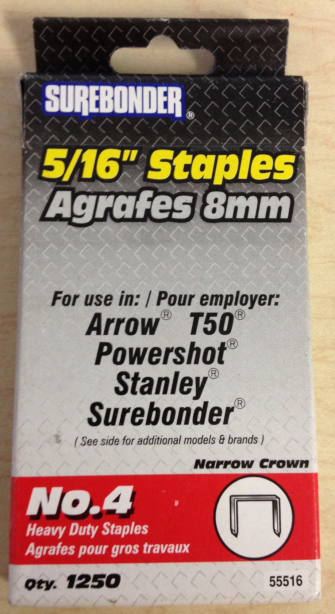 Surebonder 5/16" #4 Heavy Duty Staples (Narrow Crown) (1250 ct)