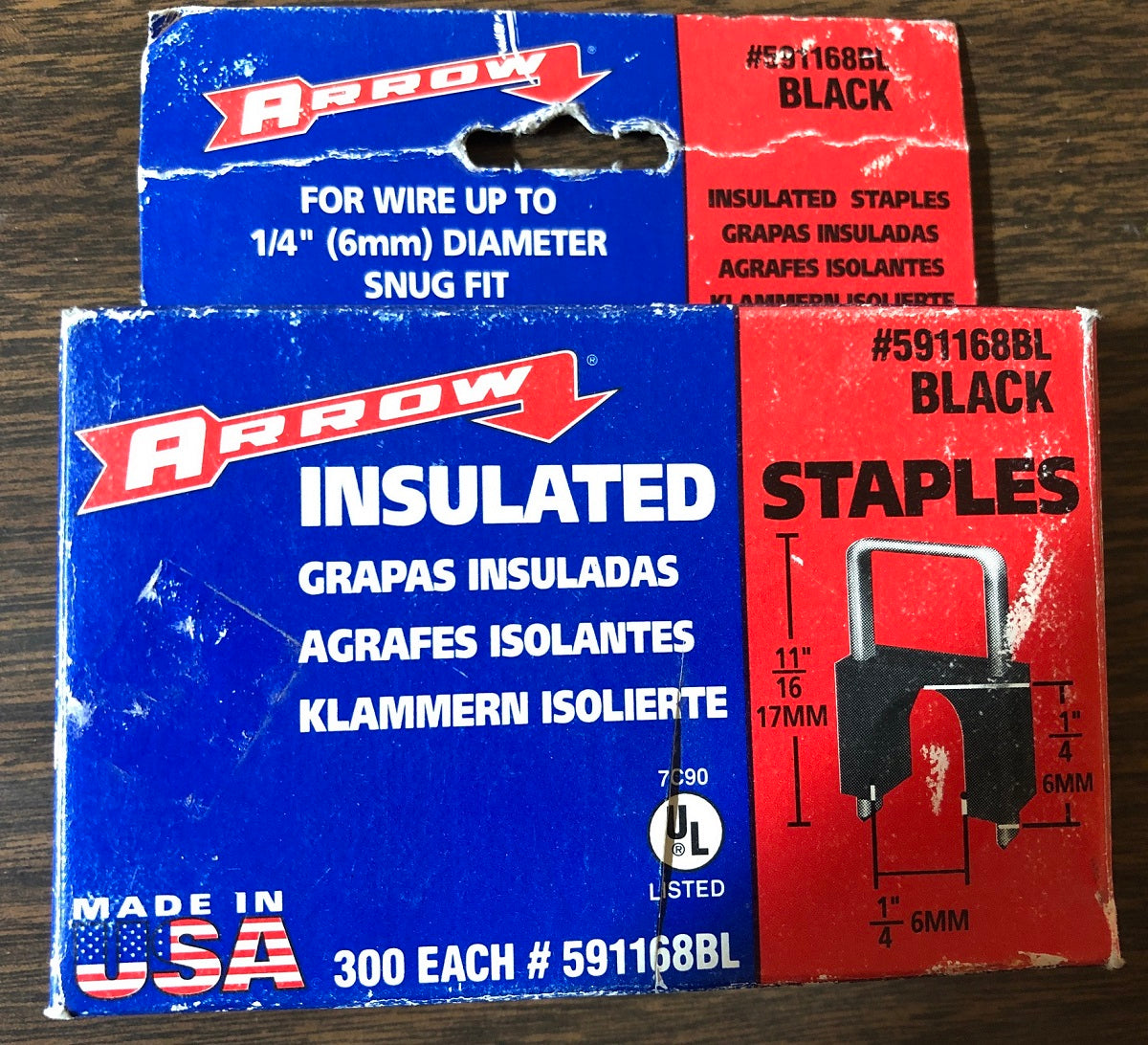 NOS Arrow #591168BL Insulated Cable Black Staples (300 ct)