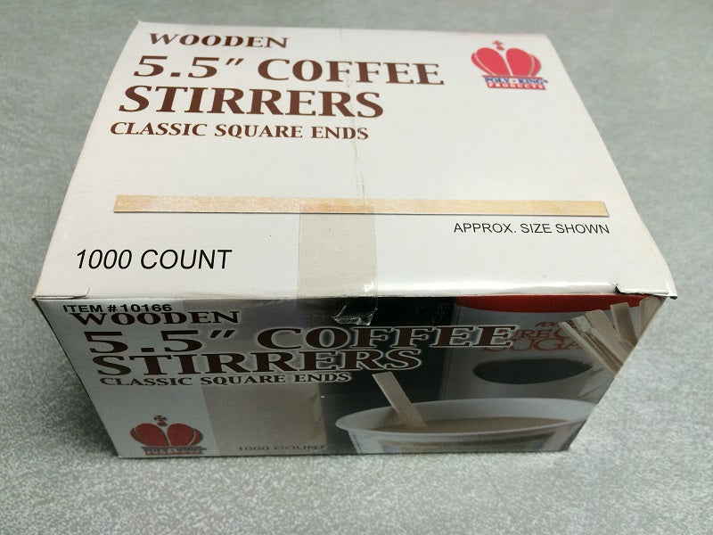 Goldmax 5.5" Wood Coffee Stirrers (Square Ends) - 1000 Ct Box