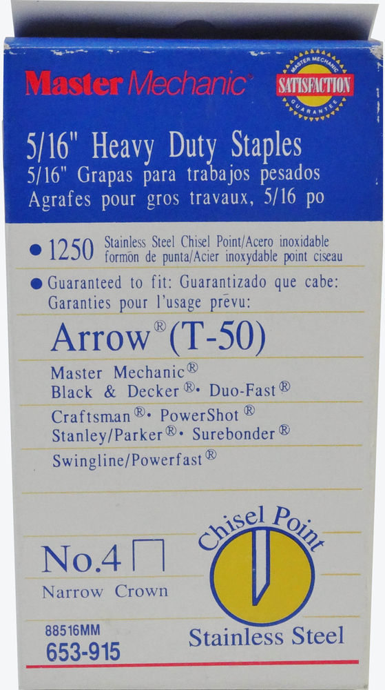 Master Mechanic 5/16" Narrow Crown Heavy Duty Staples (1250 pack)