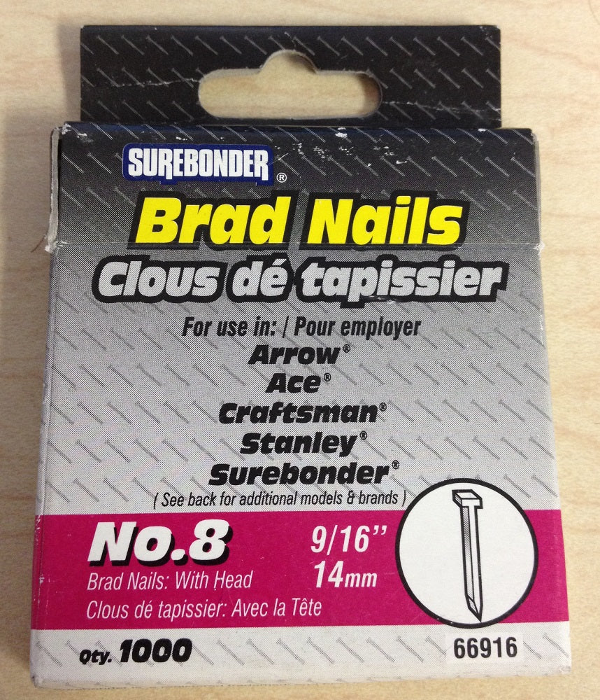 Surebonder 9/16" #8 Brad Nails (1000 ct)