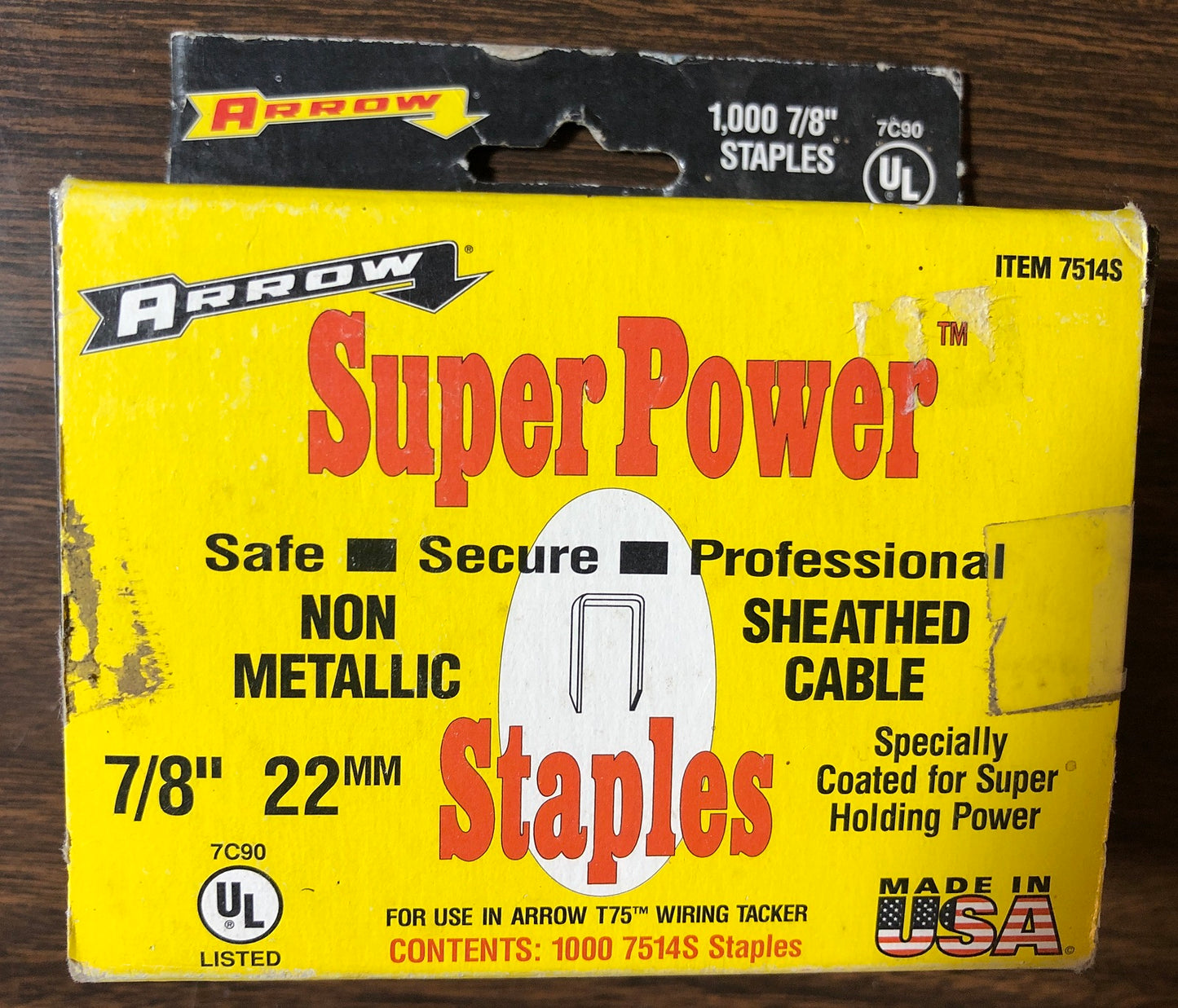 NOS 7/8" ARROW Staples T-75 22 mm 1000 Count USE IN T-75 Wiring Tacker