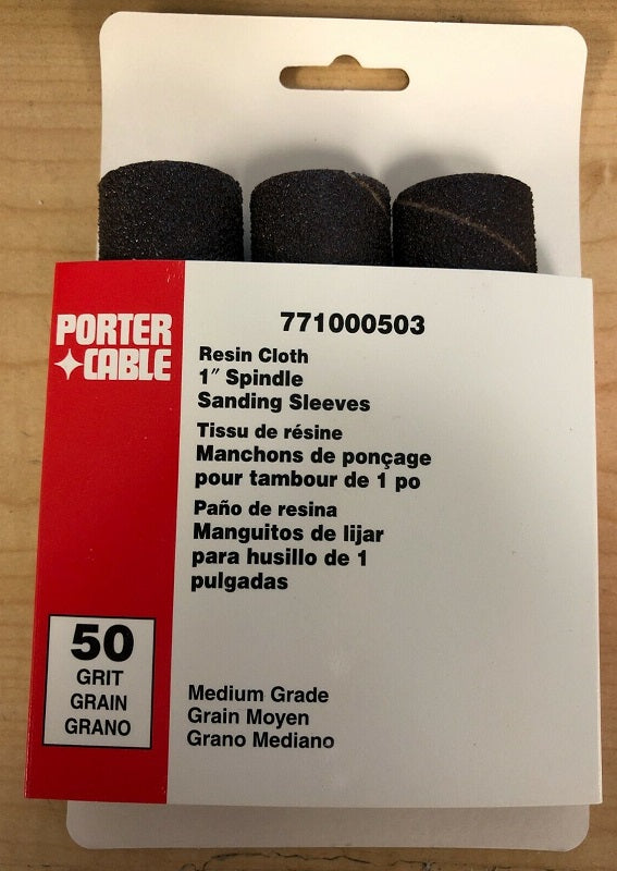 Porter Cable 1" x 4.5" 50 Grit Spindle Resin Cloth Sanding Sleeve (3 pk)