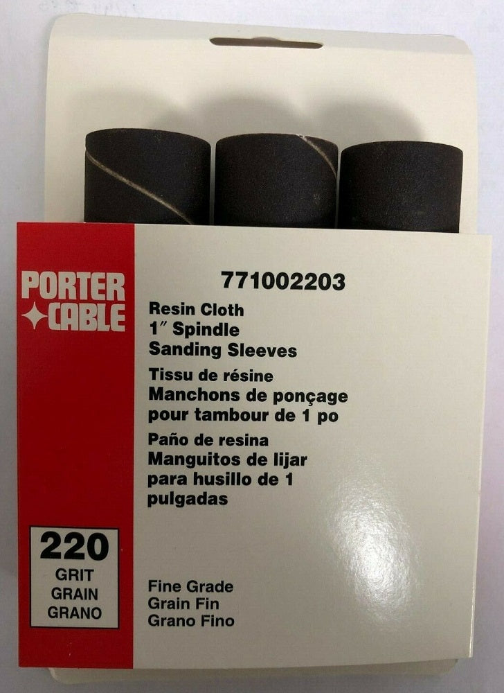Porter Cable 1" x 4.5" 220 Grit Spindle Resin Cloth Sanding Sleeve (3 pk)