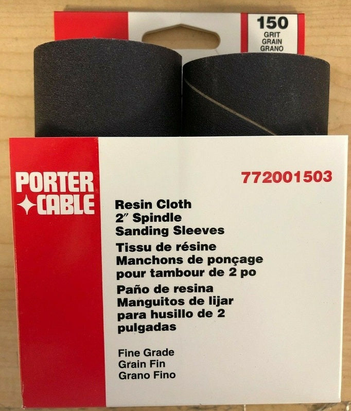 Porter Cable 2" x 4.5" 150 Grit Spindle Resin Cloth Sanding Sleeve (2 pk)