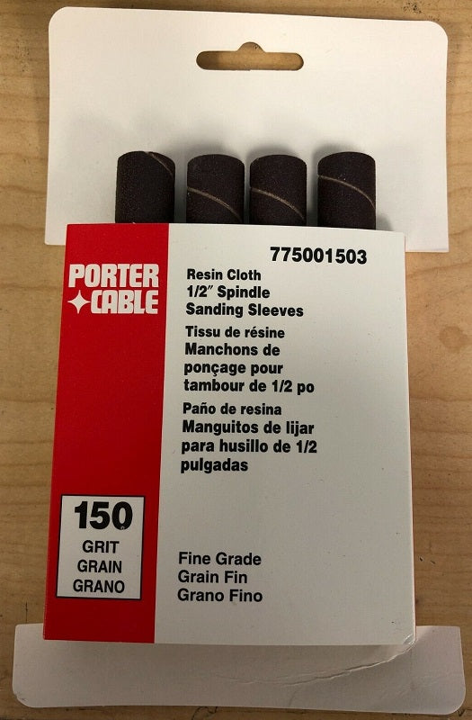 Porter Cable 1/2" x 4.5" 150 Grit Spindle Resin Cloth Sanding Sleeve (4 pk)
