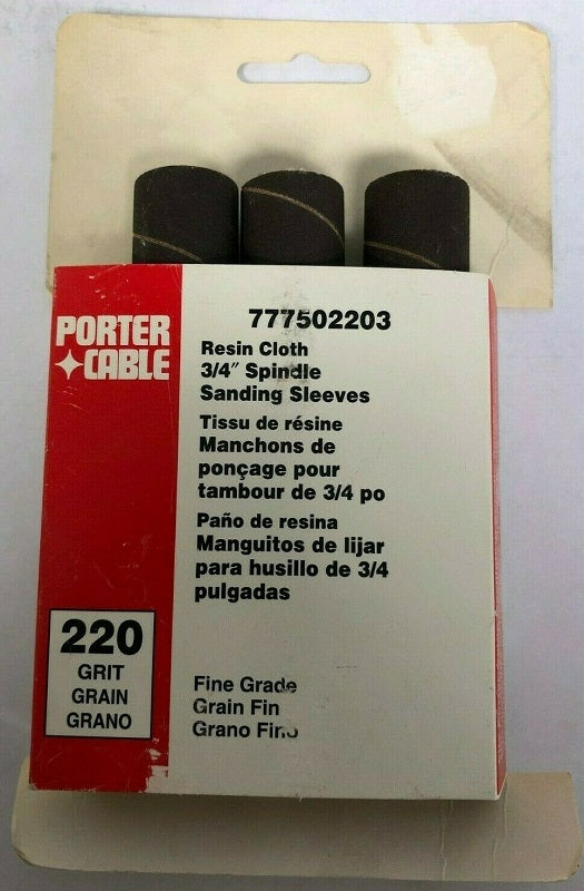 Porter Cable 3/4" x 4.5" 220 Grit Spindle Resin Cloth Sanding Sleeve (3 pk)