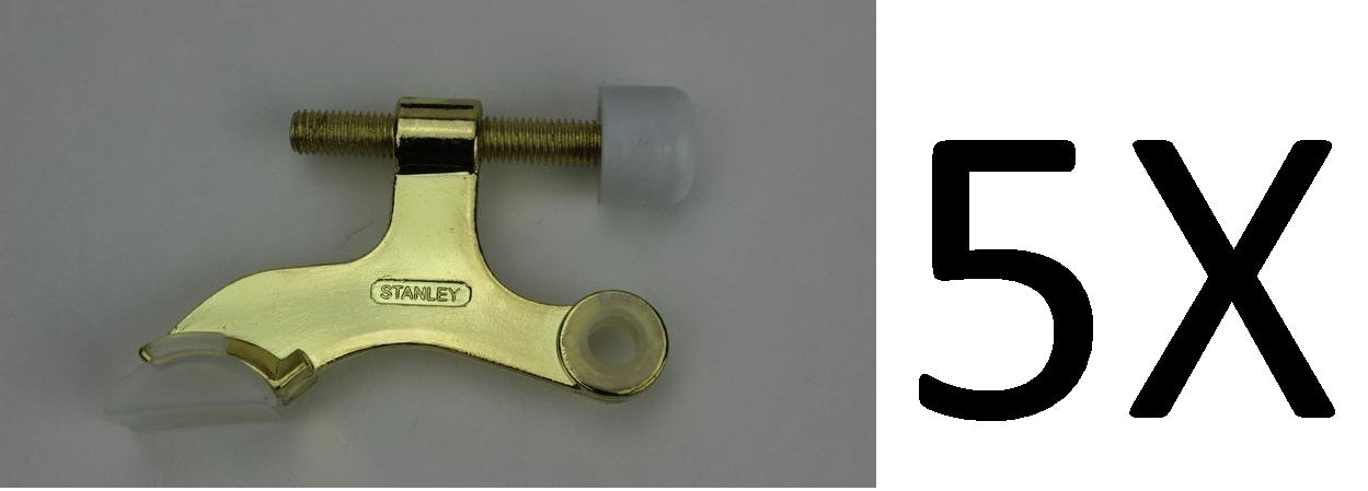 5X Stanley 81-9110 (SP7090) Hinge Pin Doorstops Bright Brass
