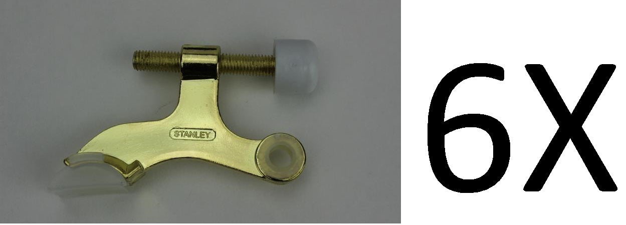 6X Stanley 81-9110 (SP7090) Hinge Pin Doorstops Bright Brass
