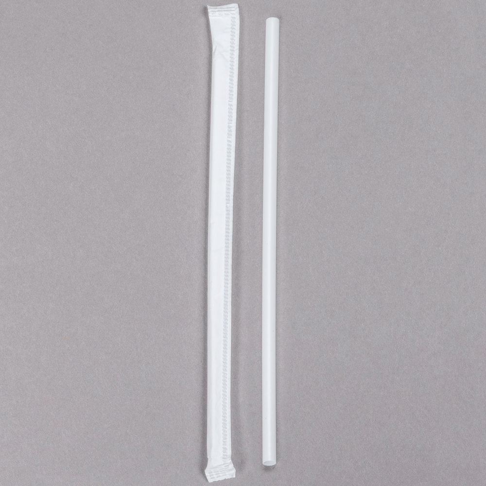 500 5-3/4" Slim White Wrapped School Milk/Juice Straws