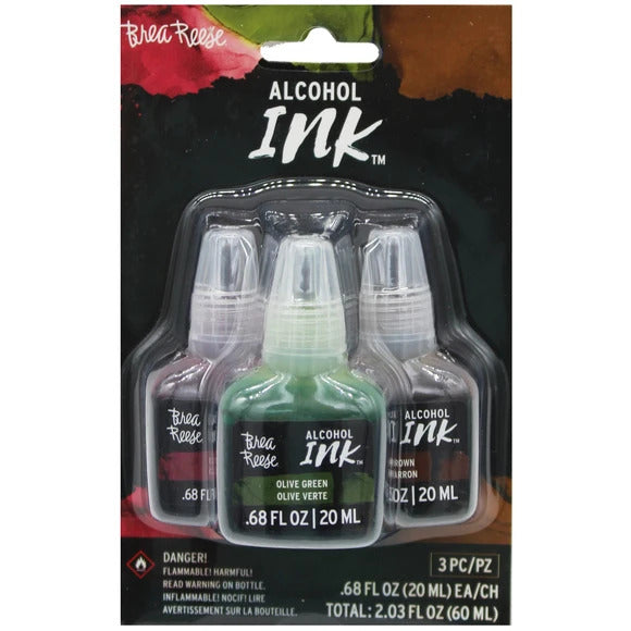 3 Pack 2 Oz Alcohol Ink Paint in Crimson Brown and Olive Green