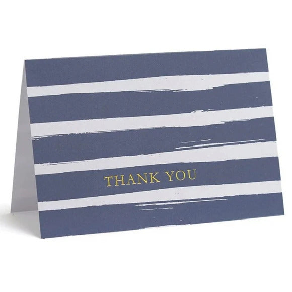 Gartner Studios 10 Pack Watercolor Stripe Navy Thank You Card Set with Envelopes