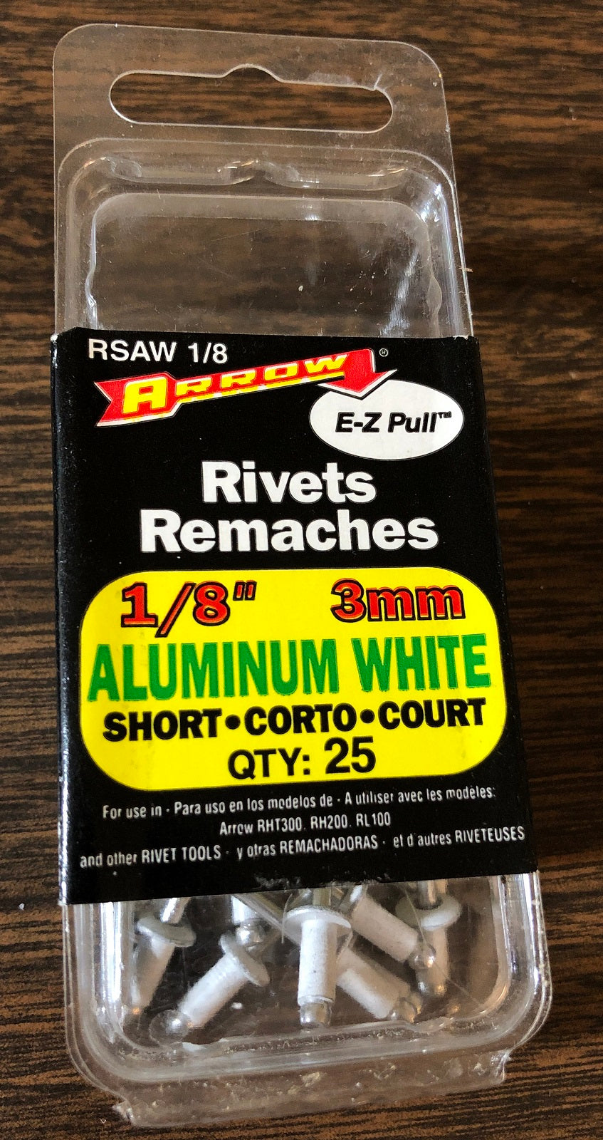 NOS Arrow Fastener Aluminum RSAW 1/8-Inch (3mm) White Short Rivets (25-Pack)