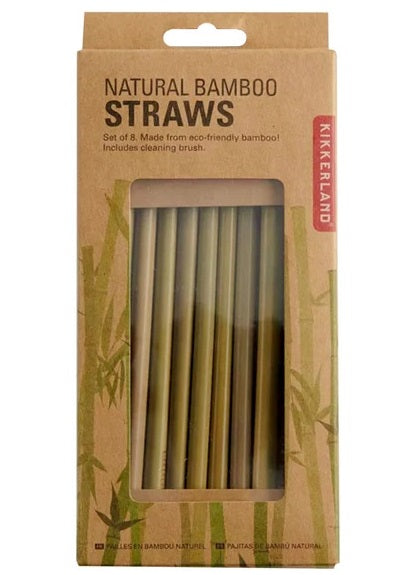 Set of 8 Natural Bamboo Reusable Straws
