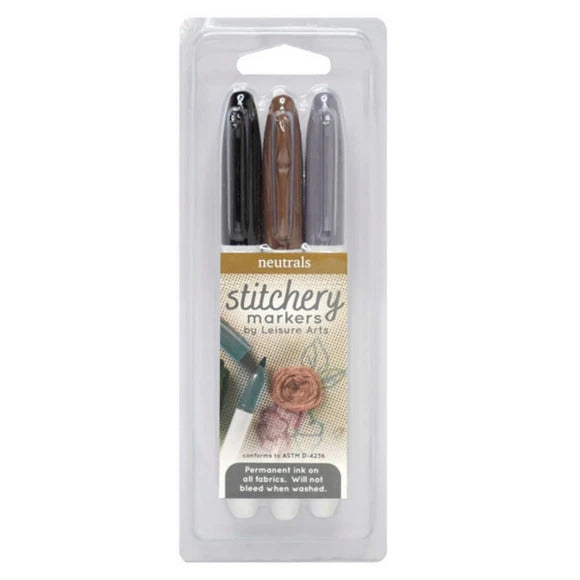 Stitchery Markers 3pc Neutral Permanent Ink Fabric Markers