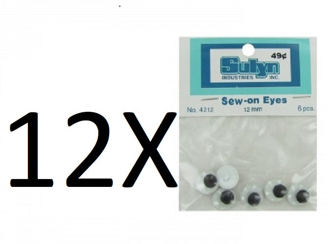 6 Pack Sew-on Wiggly Eyes (12 Packs