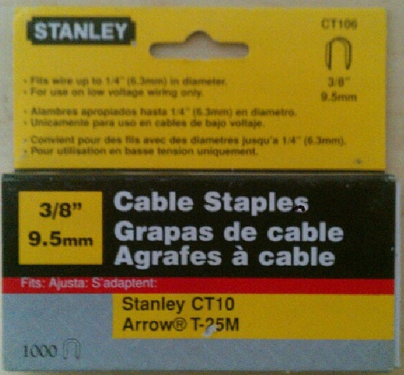 Stanley CT106 3/8" Cable Staples (1000 ct Pack)