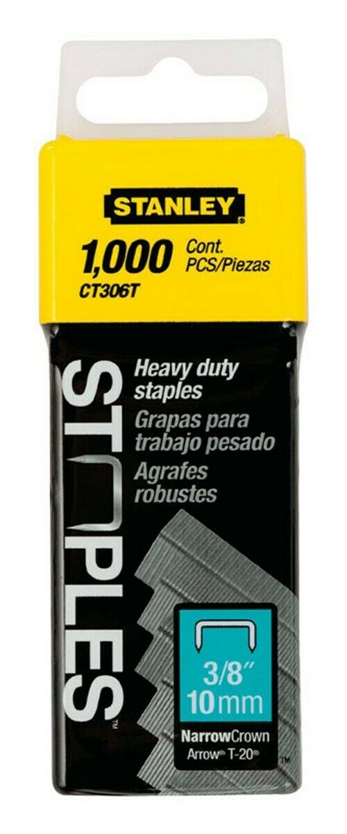 Stanley CT306T 3/8" Narrow Crown Staples (1000 ct Pack)