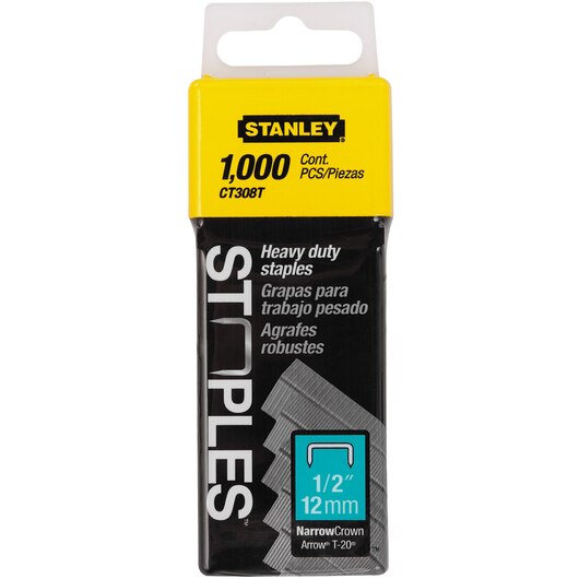 Stanley CT308T 1/2" Flat Narrow Crown Staples (1000 ct Pack)