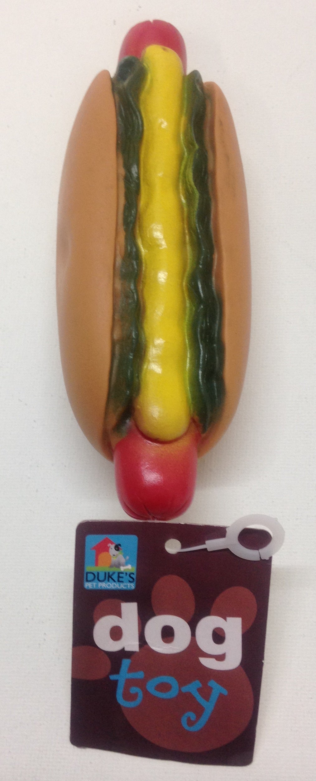 Hot Dog with Relish Squeaking Dog Toy