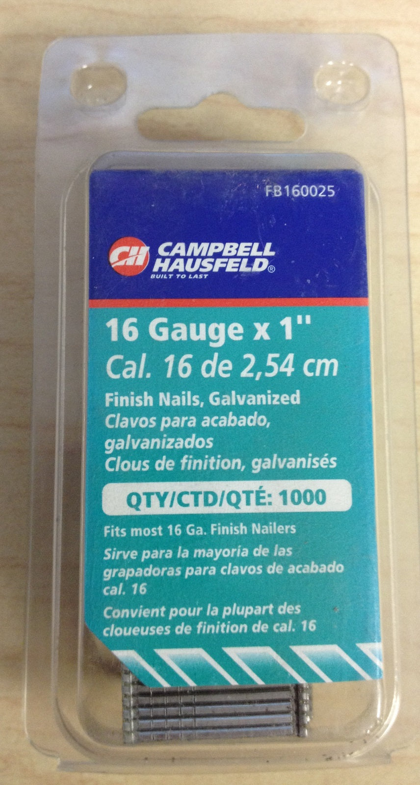 Campbell Hausfeld 1" 16 Gauge Galvanized Brad Finish Nails 1000 Pack