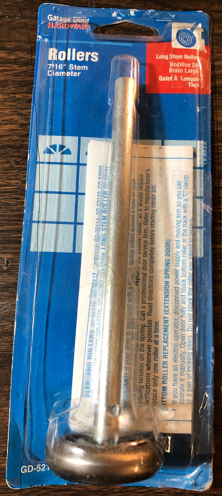 7/16" Steel Long Stem Garage Door Roller