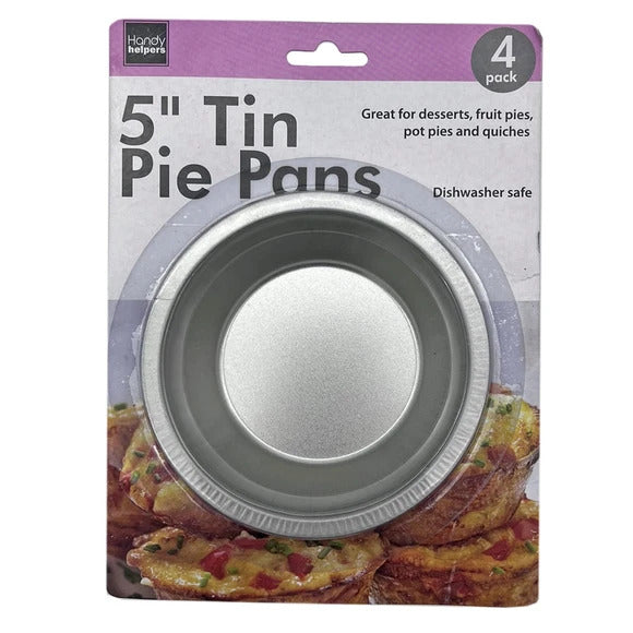 4 Pack 5" Diameter Tin Pie Pans - great for desserts pies and quiches