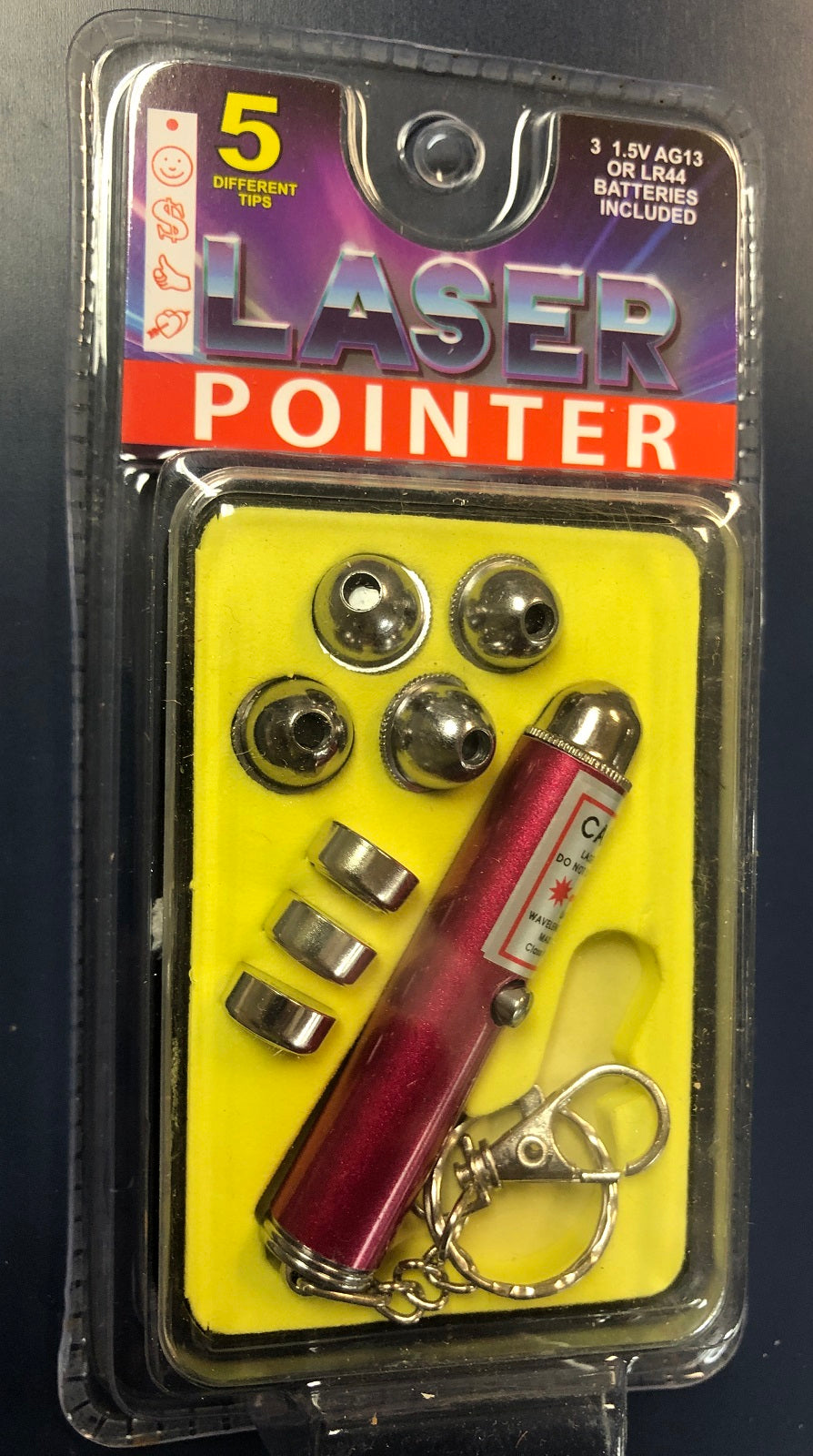 Laser Pointer Key Chain with 5 Interchangeable Heads (Red Barrel)