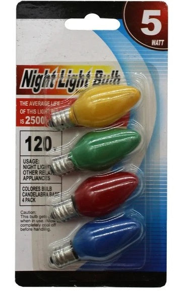 4 Pack 5-Watt Colorful Night Light Bulbs