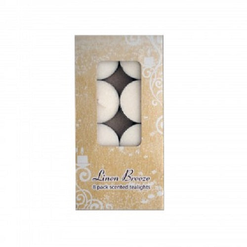8-Pack Linen Breeze Scented Tea Lights Candles