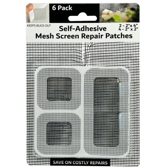 6 Pack Self-Adhesive Mesh Screen Repair Patches