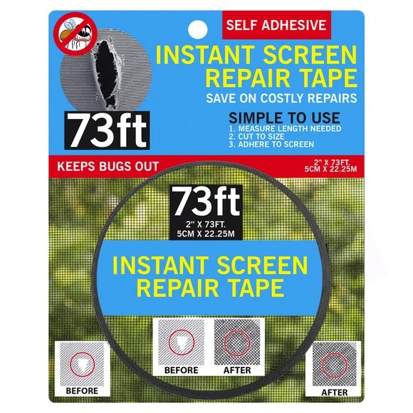Instant Screen Repair Tape 73'x2" Roll
