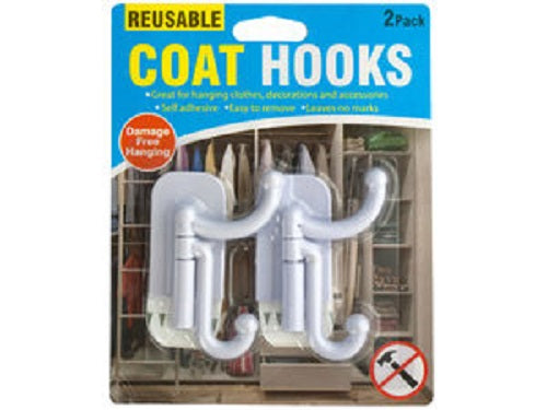 Reusable Coat Hooks Set (2 pack) - Great For Hanging Clothes!